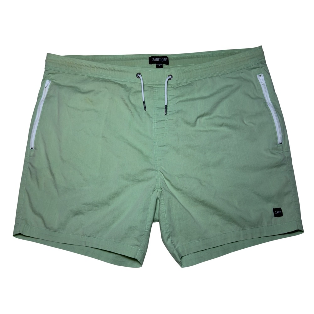 Zanerobe Mens 36 Sage Green Cotton Nylon Blend Drawstring Zip Pocket Shorts
